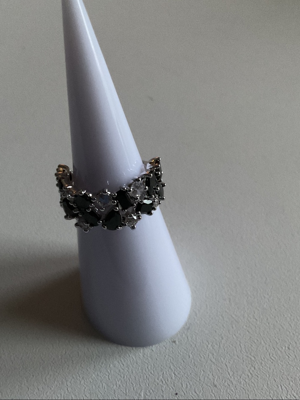 bp Silver-Tone Ring with Dark Green Stones